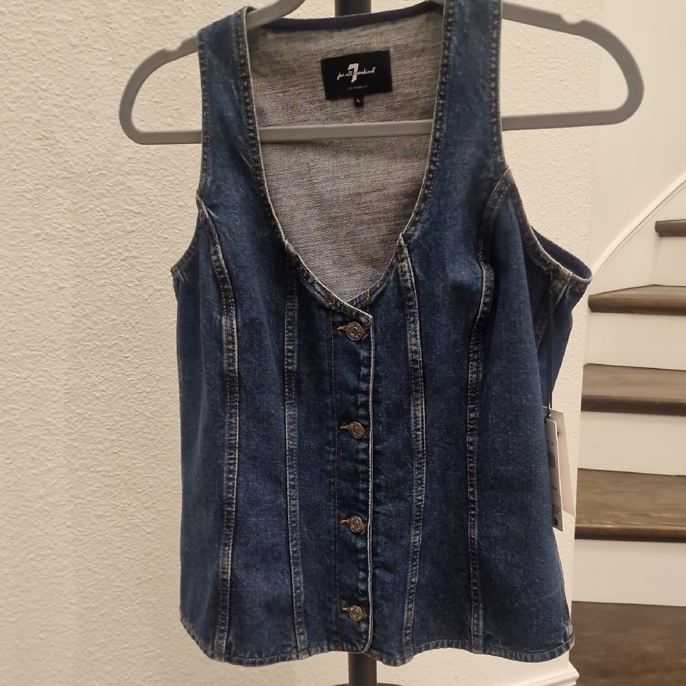 7 For All Mankind Dark Blue Denim Tank Top